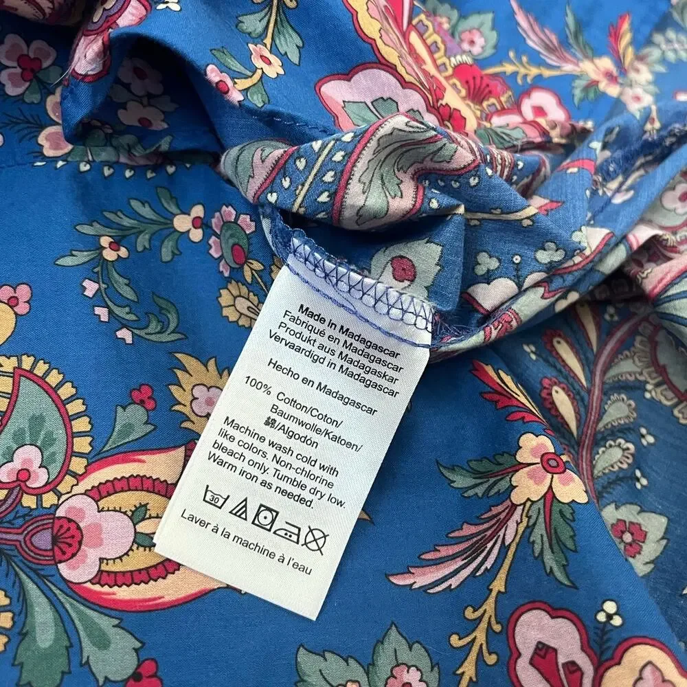 J. Crew Liberty Popover Blouse Top Floral Ruffle Preppy Boho Cotton Casual 2